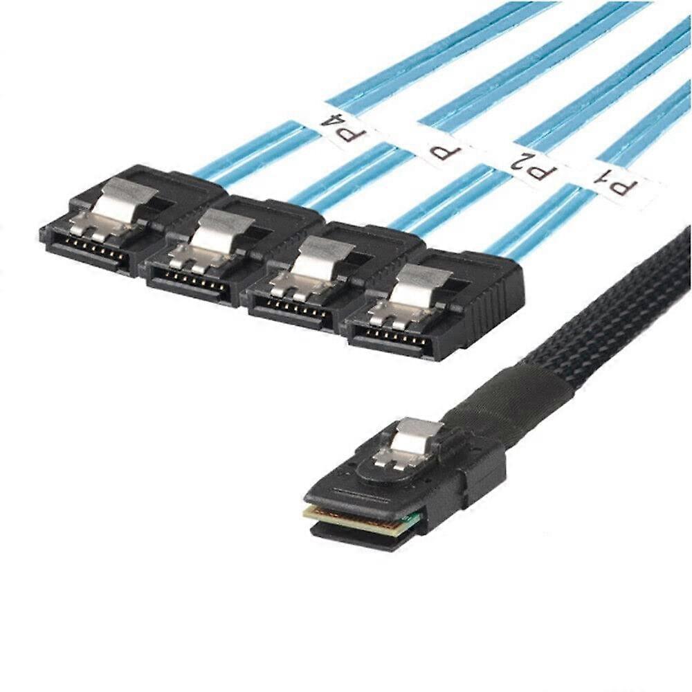 MINI SAS SFF-8087 To 4-Port SATA 7P Female Server Connection Cable, 1m, Black