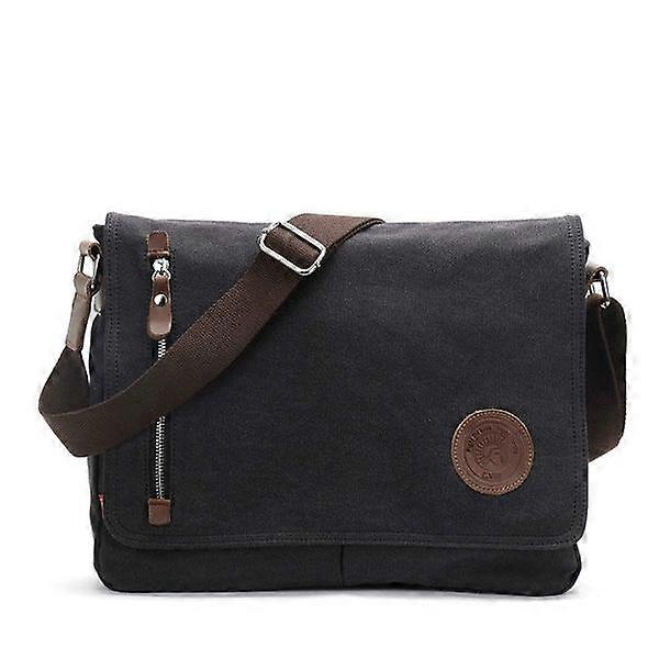 Casual Simple Men Canvas Bag Umăr Messenger Bag (negru)