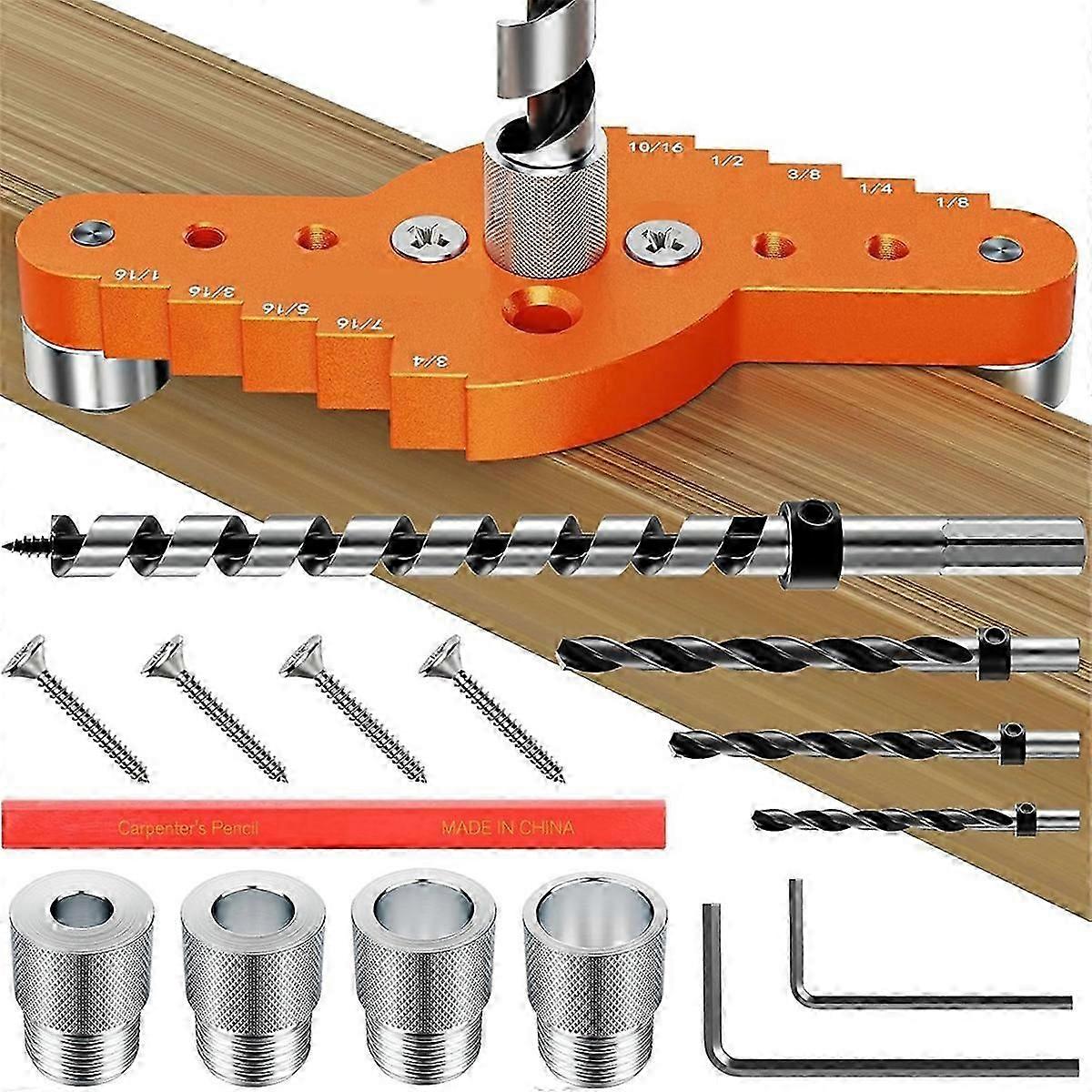 Dowel Clamp Kit for Shelf Brackets with 1/2 X 12 Inch Drill Bit for Drilling Straight Holes for Mou