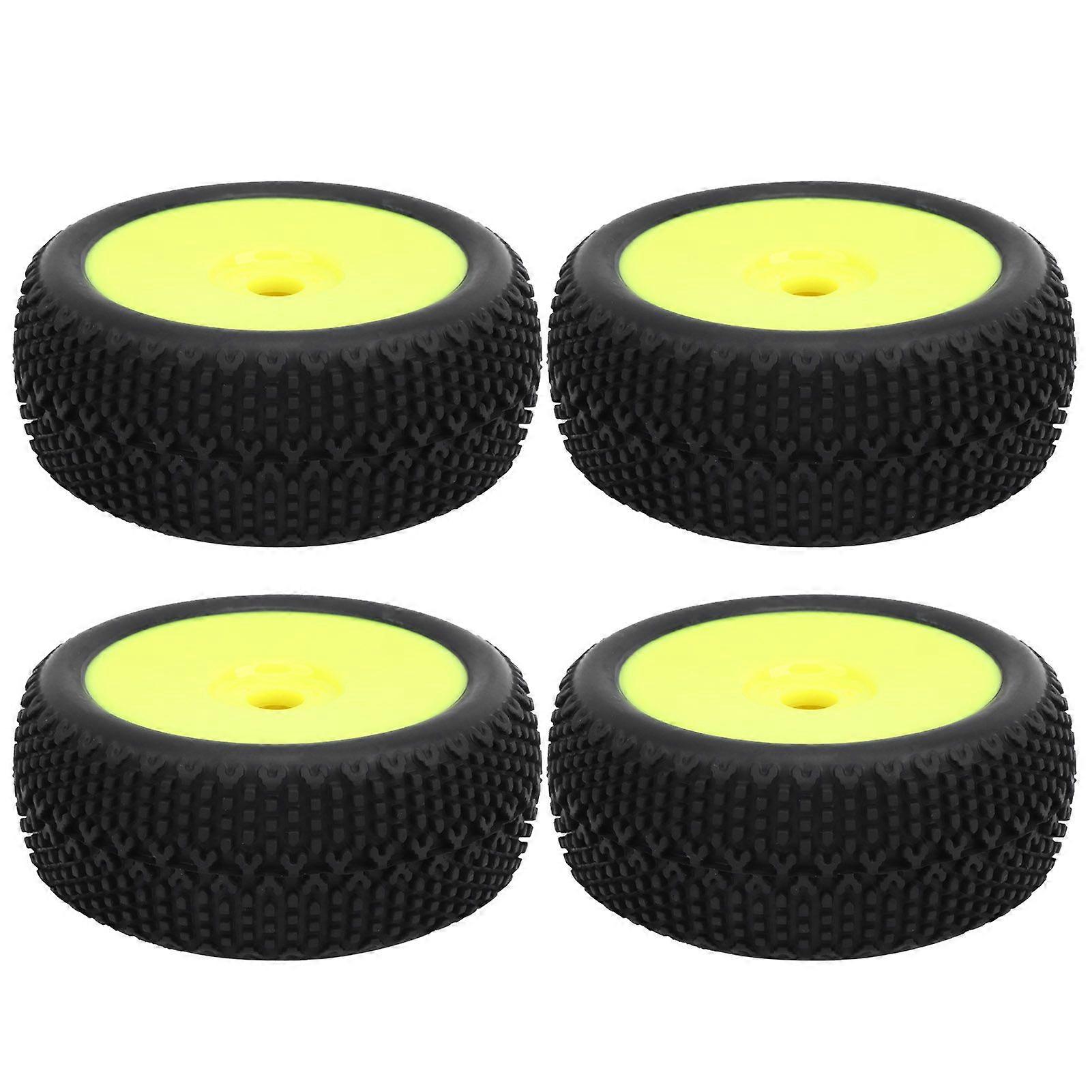 4pcs RC Car Tires Yellow Wheel Frame Rubber Tires Accessory Upgrade Parts for 1/8 RC Car Model