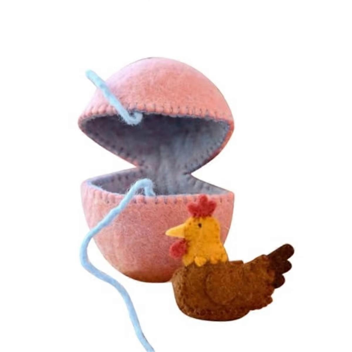Handmade Wool Felt Easter Egg with Surprise hen C