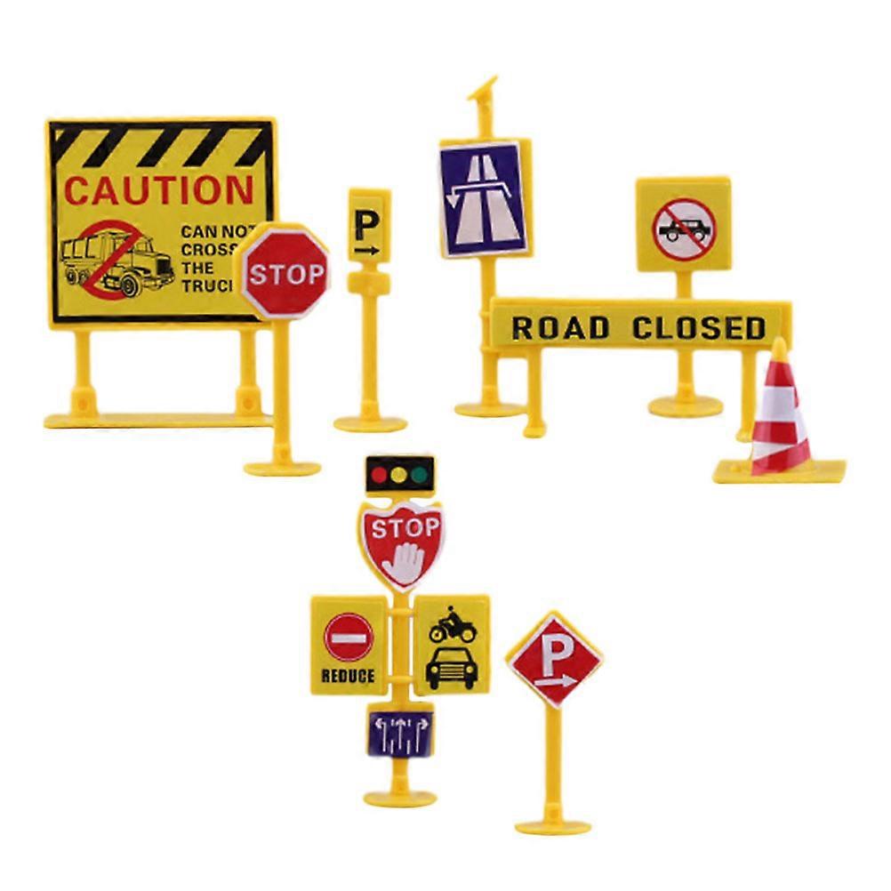 Roadblock Signs Toy for Kids Traffic Sign Barricade Decoration 1Set
