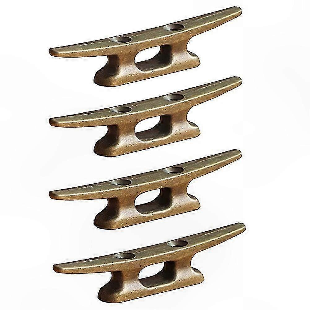 4-Piece Marine Cleats for Boating, Durable Cast Iron Mooring Hardware with Nautical Design
