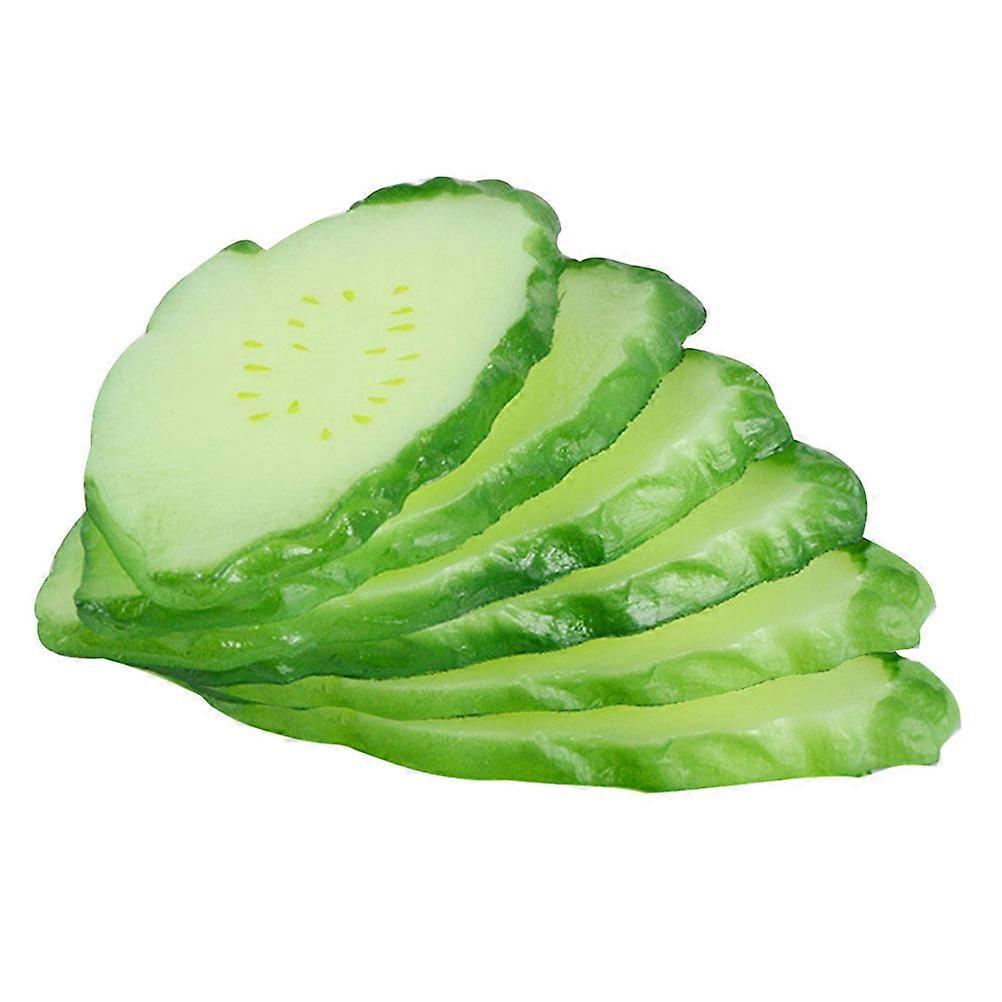 PVC Artificial Cucumber for Decor 24Pcs Lifelike Green Slice Vegetable Models