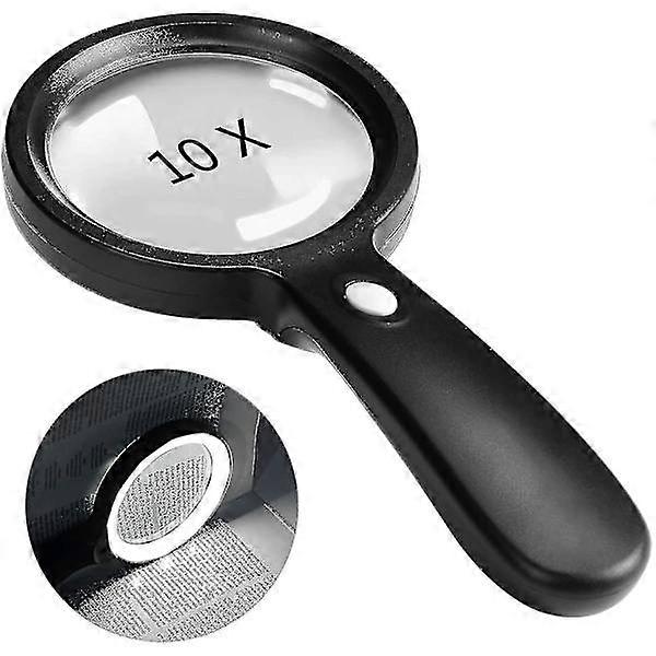 Magnifying Glass with Light, 10x Handheld Magnifier 12 LED Illuminated for Macular Degeneration