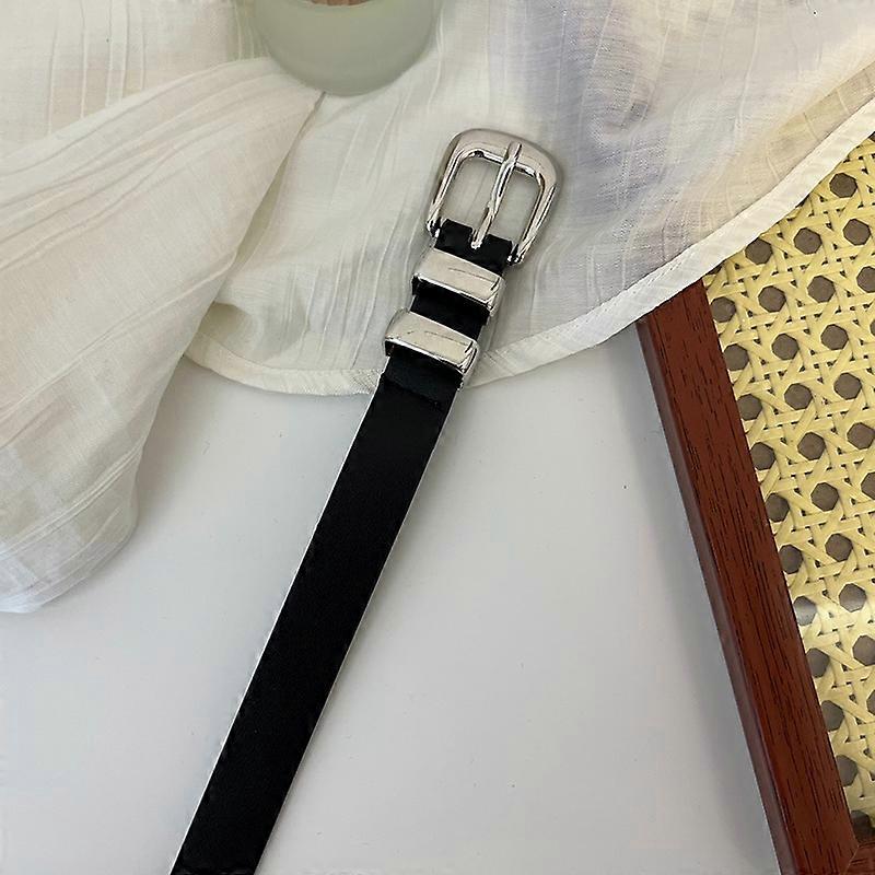 Retro small leather belt for women ins style versatile jeans belt thin black decorative simple belt soft leather belt for women