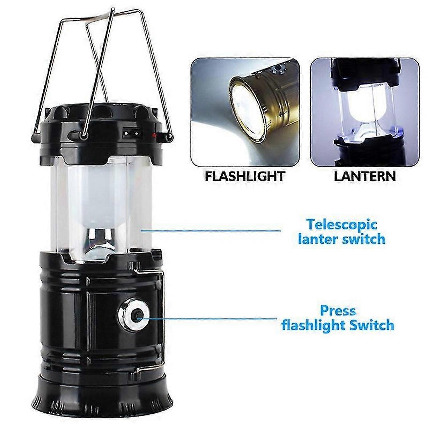Solar LED Portable Lantern Telescopic Torch Lamp Multi-Function Outdoor Camping Emergency Tent Lamp