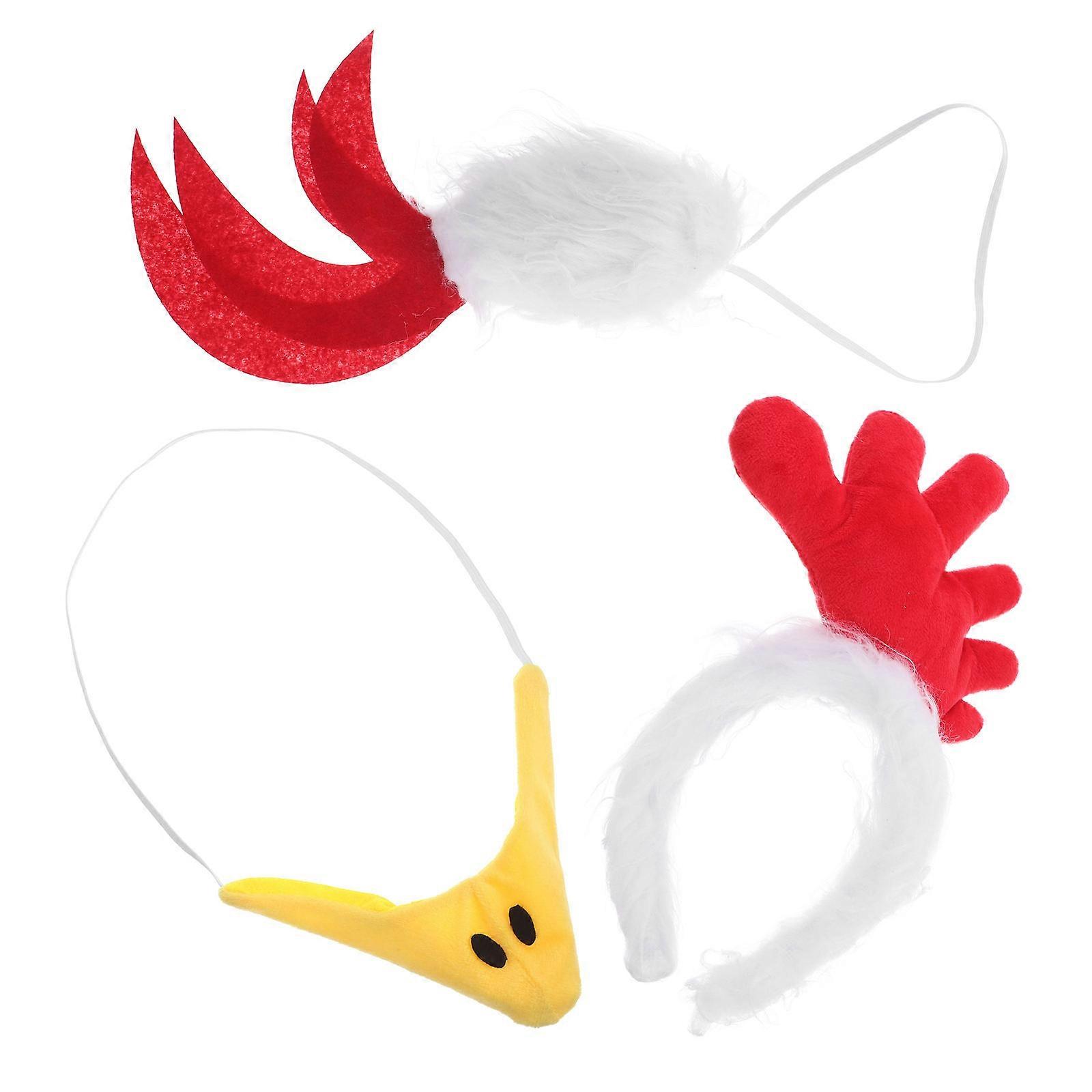 Chicken Headband Animal Costume for Party 2Sets Plush Hair Hoop Accessory