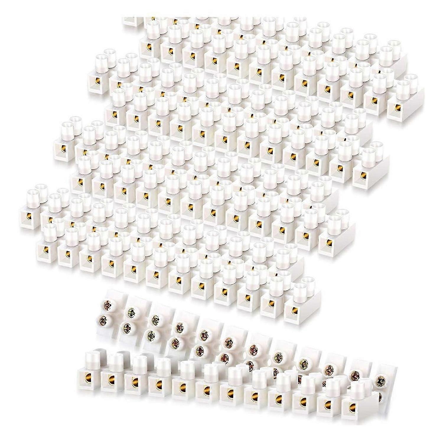 50Pcs Terminal Block White Screw Terminal Connector Dual Row Electric Barrier Block 12-Position Term