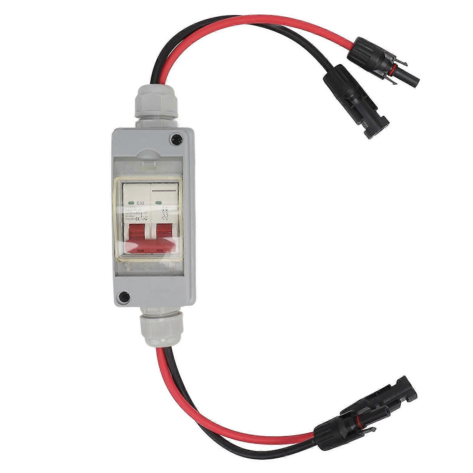 Circuit Breaker MCB 2P DC 500V 32A Disconnect Switch with IP65 Waterproof Distribution Box With Cable and PV Connector