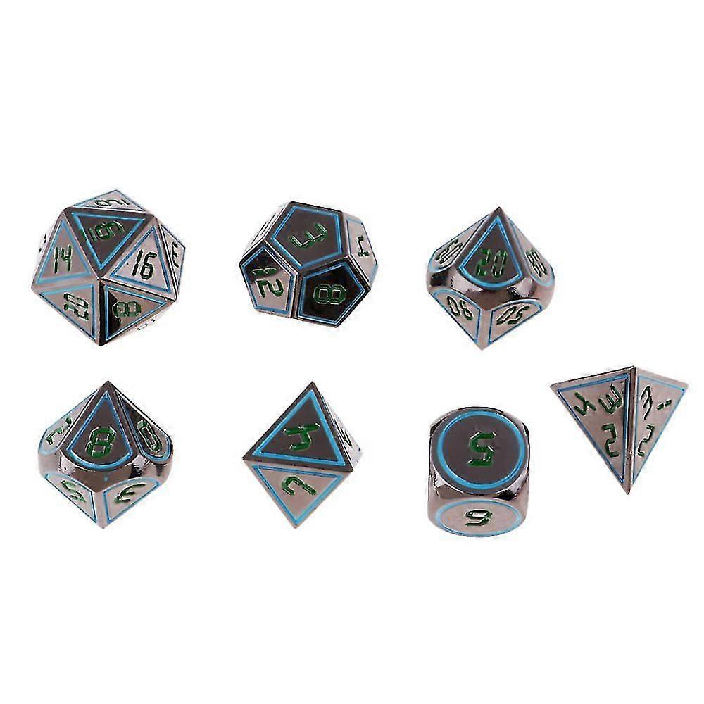 7 Piece 14mm Metal Polyhedral Dice Table Game