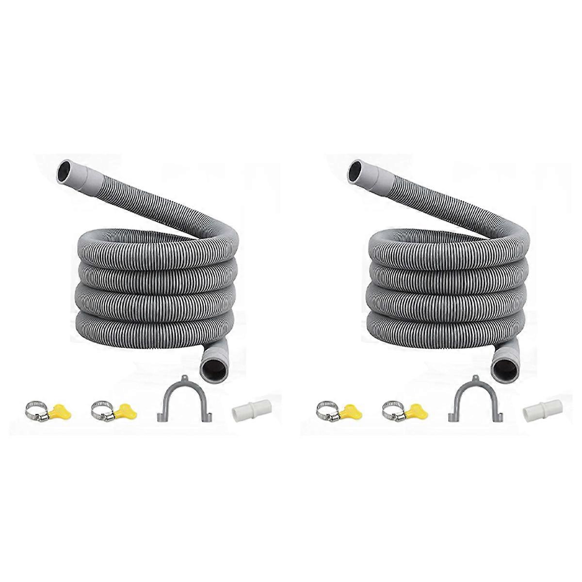 2X Drain Hose Extension Set Universal Washing Machine Hose 1M,Include Bracket Hose Connector and Hos