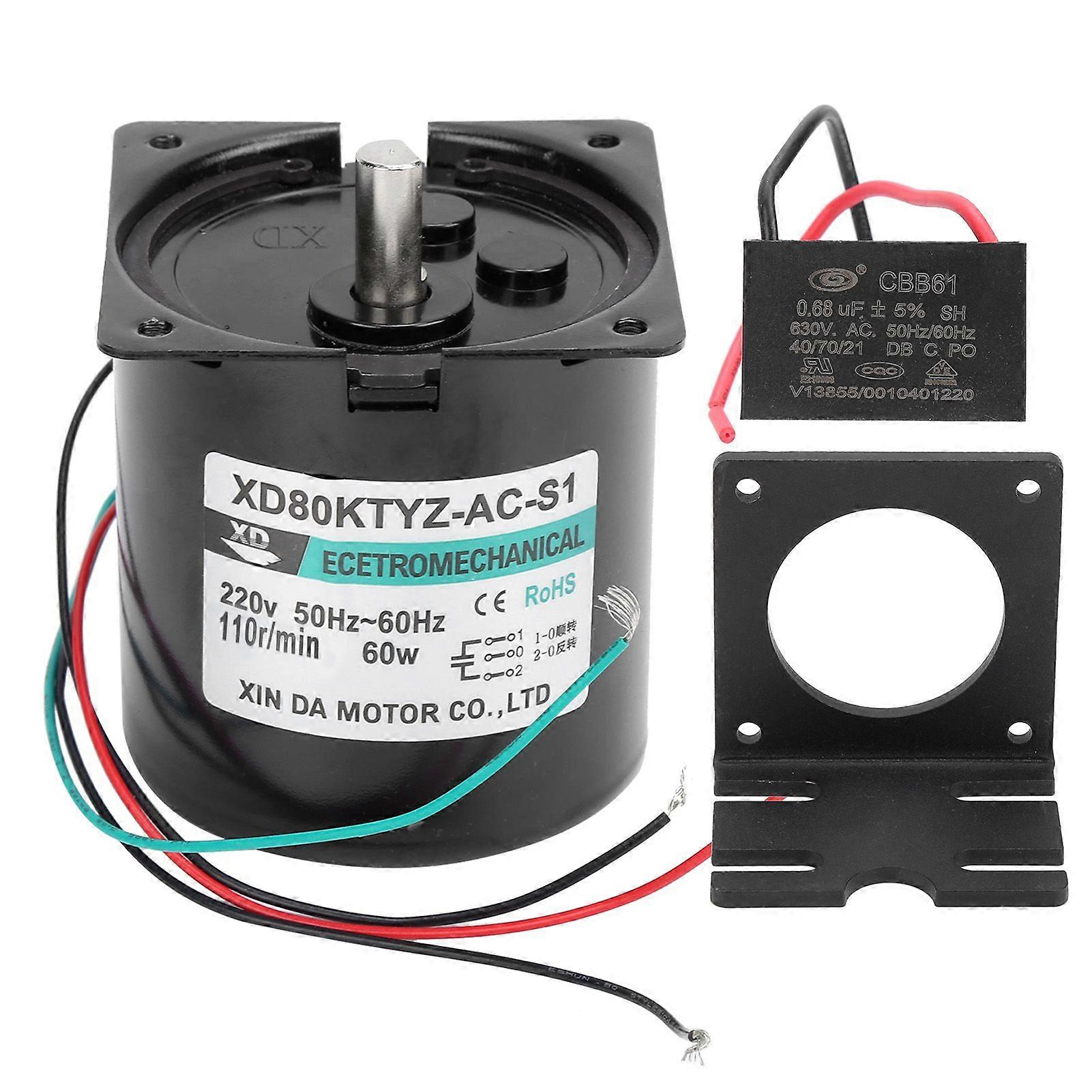 AC Synchronous Motor with Capacitance Bracket CW/CCW Large Torsion Low Speed 60W XD80KTYZ110rpm/min AC220V