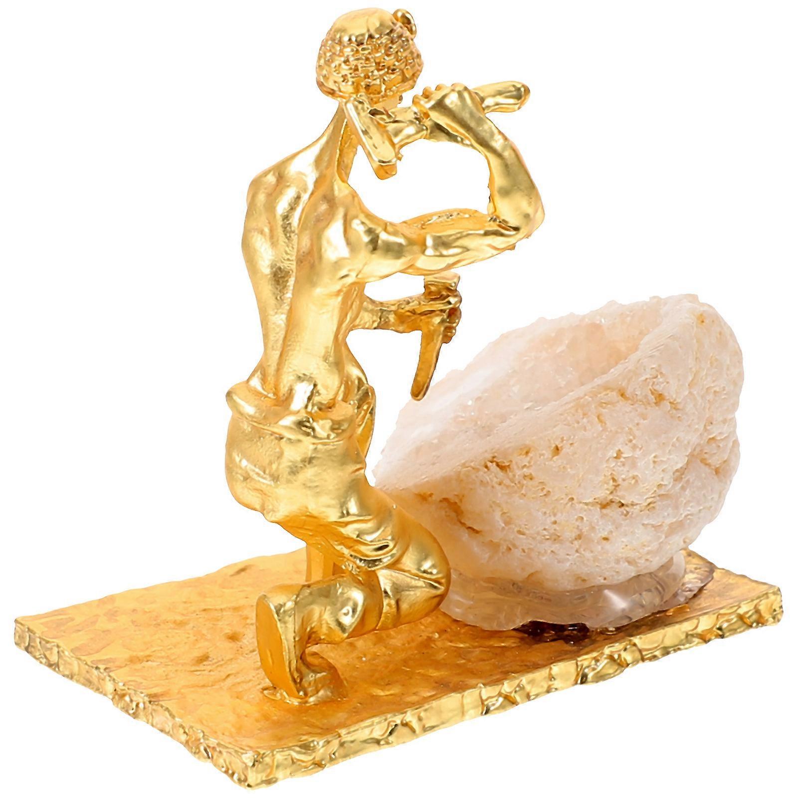 Miner Statue Mineral Ornament for Desktop Decoration Mini Cluster