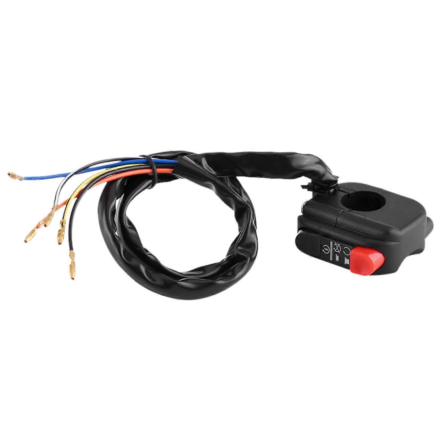 Features:
Motorcycle handlebar mount switch used as on/off start kill switch.
Red button for off or 