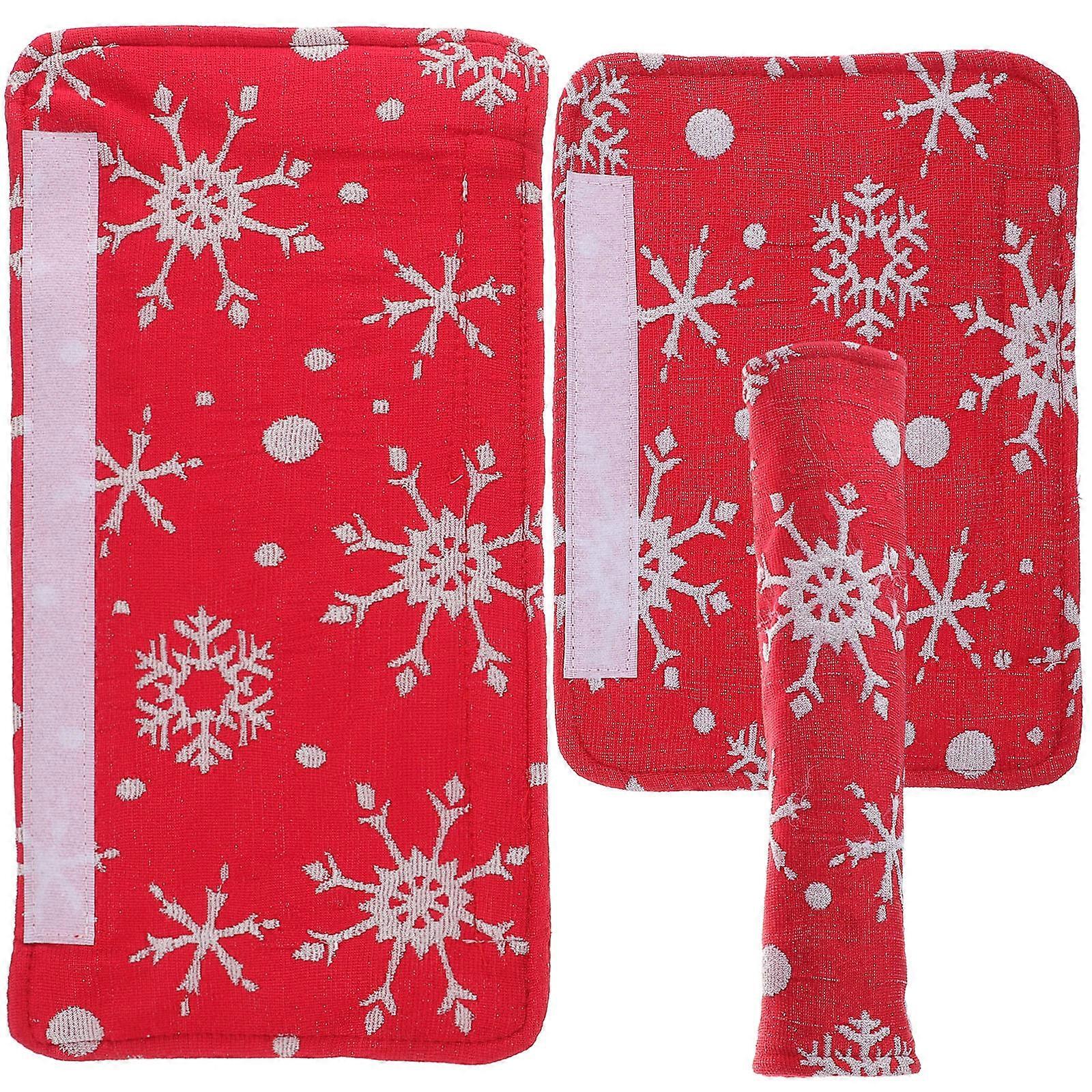 Kitchen Refrigerator Handle Covers Snowflake Theme for Protection 3Sets