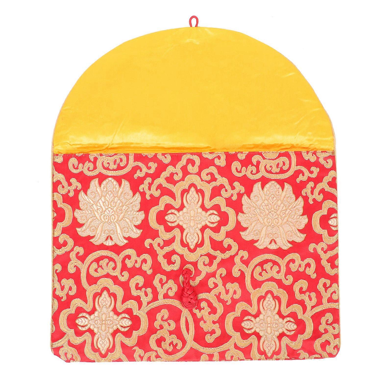 Embroidery Silk File Pouch A4 Size Organizer Perfect For Buddhist Scriptures And Festival Gifts 33.5x24cm 2Pcs