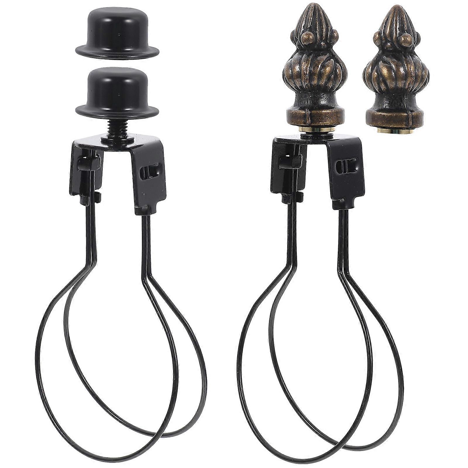 Round Lamp Shade Adapter Clip On Light Bulb Holder DIY Lighting Accessory Black 2 Sets
