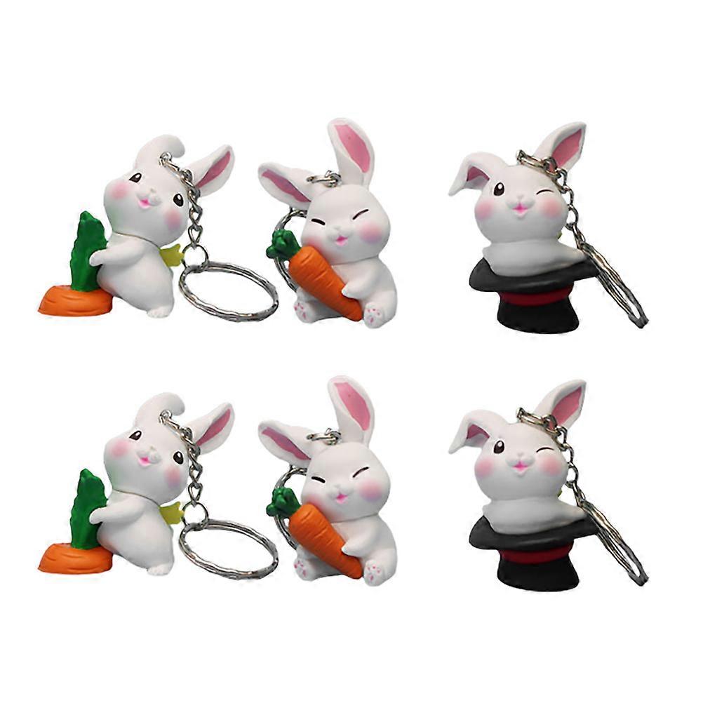 Keyring Charms For Crafts Creative Keychain Rabbit Shape Easter Party Assorted .80X4.00X3.00CM 6Pcs