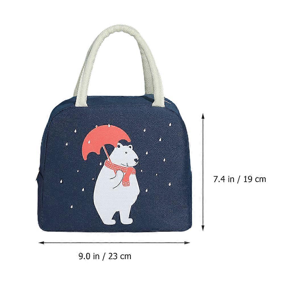 Practical Lunch Boxes Insulation Cartoon Animal Pattern Design Portable Handle Work School Picnic 23x13x19cm 1Pcs