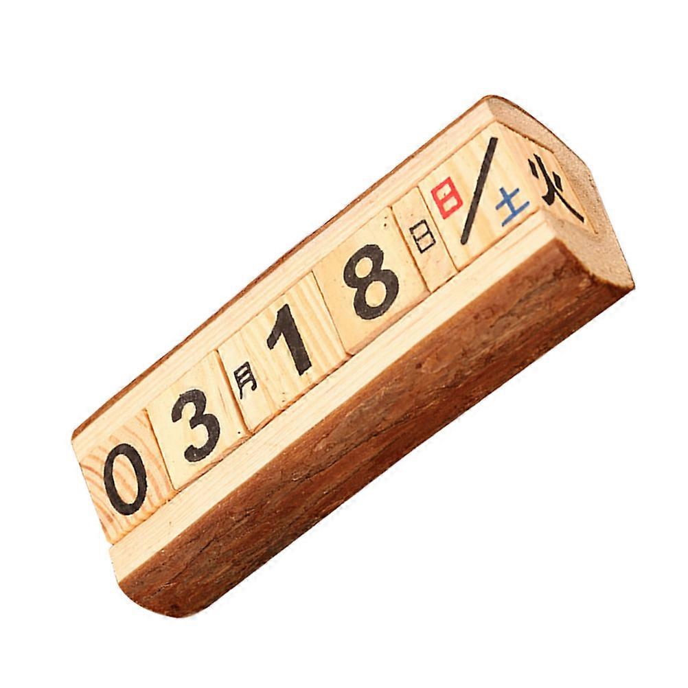Chic 3Pcs DIY Wooden Calendar Decor Large Size Rectangular Table Decoration For Home Office Classroom 16.5x5.5x4.5Cm