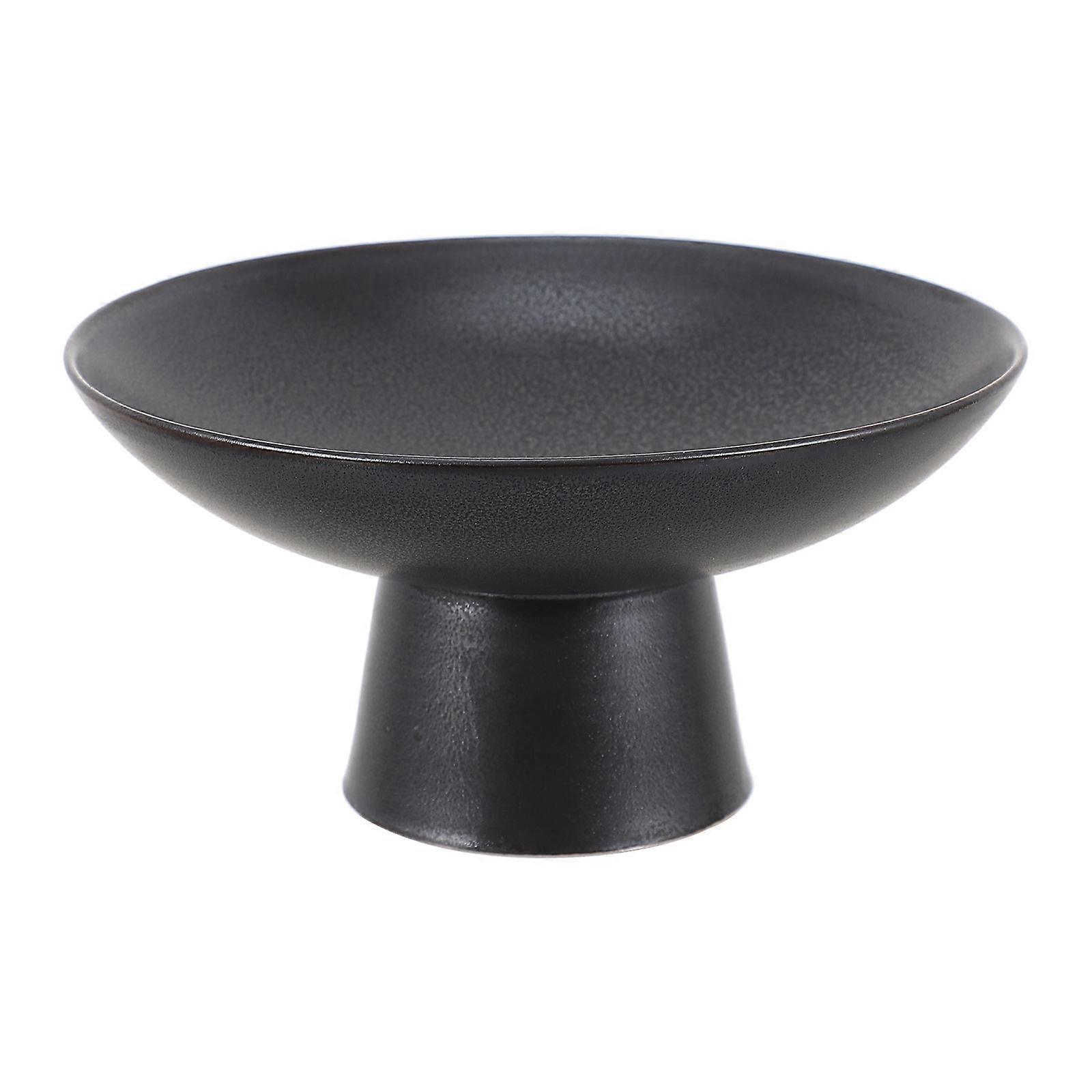 2Pcs Ceramic Cake Trays for Cake Storage Black High Base Dessert Holder