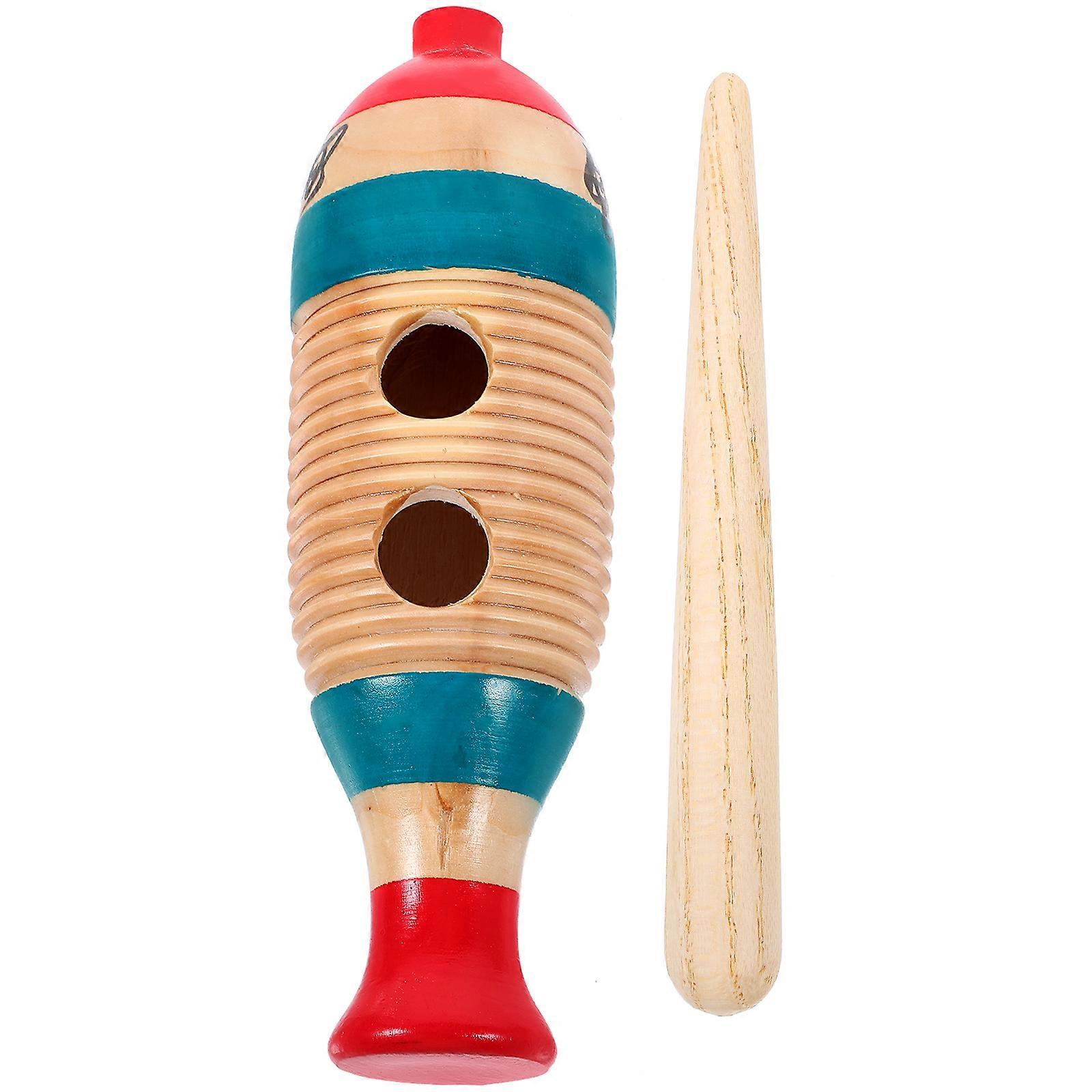 Guiro Percussion Instrument for Beginner 8Sets Wood Fish Shaped Guiro with Stick