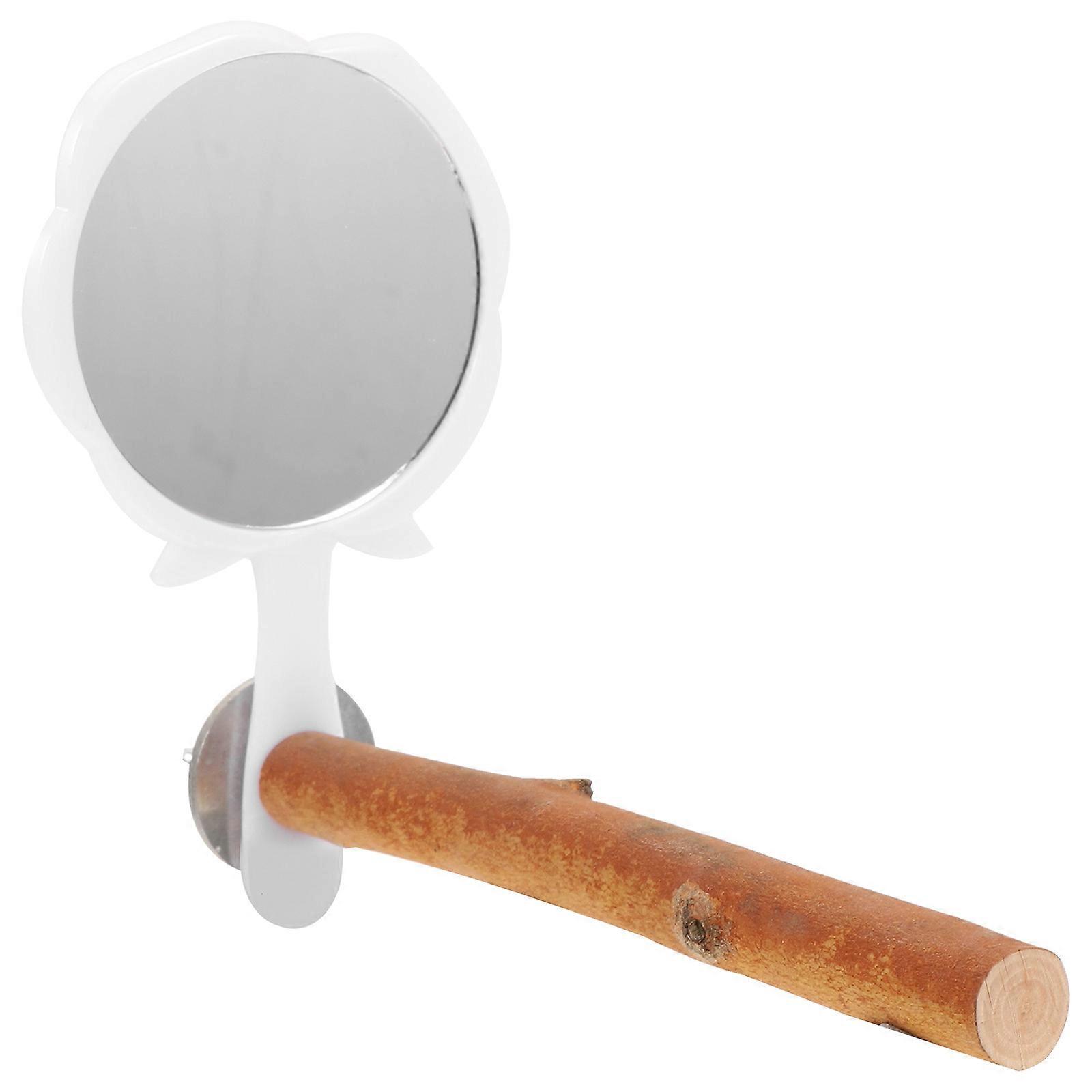 Wooden Bird Perch with Mirror for Parrot Play 3Sets Assorted Color