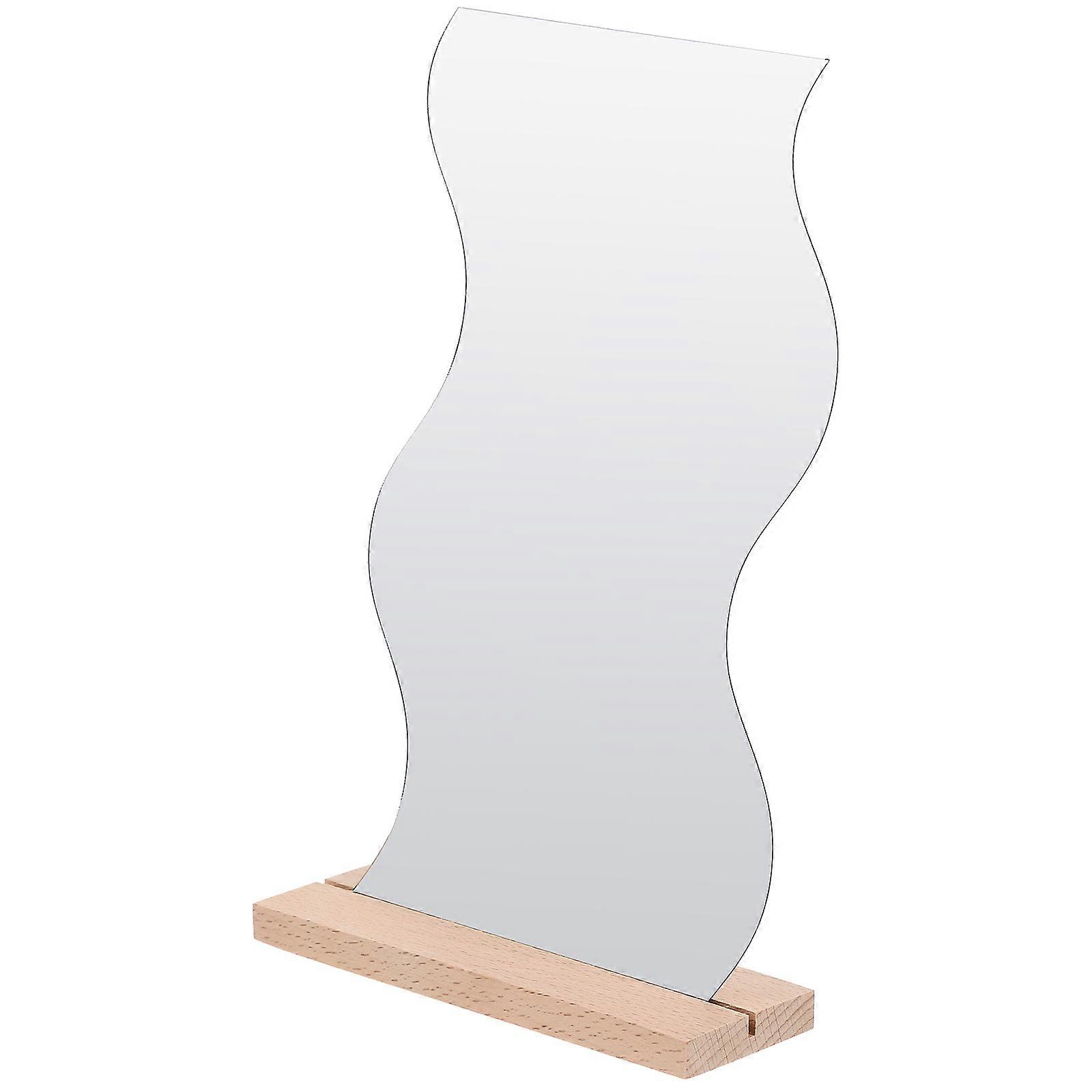 Desktop Makeup Mirror with Wooden Base for Dorm Use 4Pcs Set