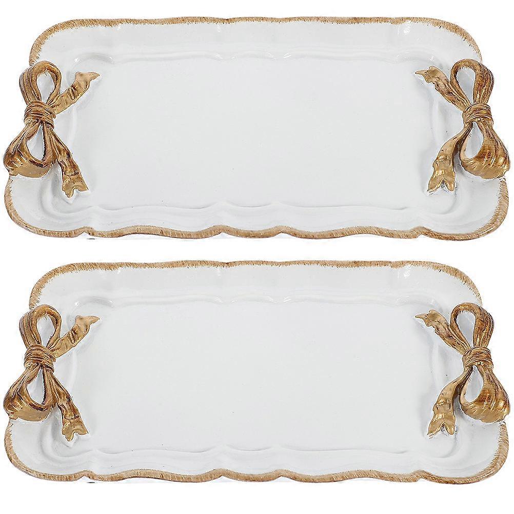 White Decorative Resin Tray Bowknot Tray for Storing 4Pcs