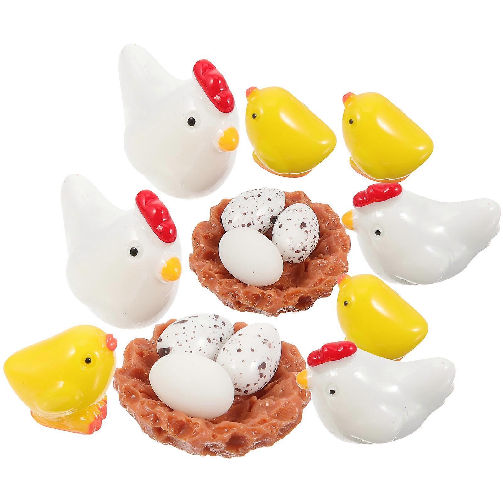 Mini Fairy Chicken Statue for Decor 5Sets Resin Chick Figurine Assorted Color