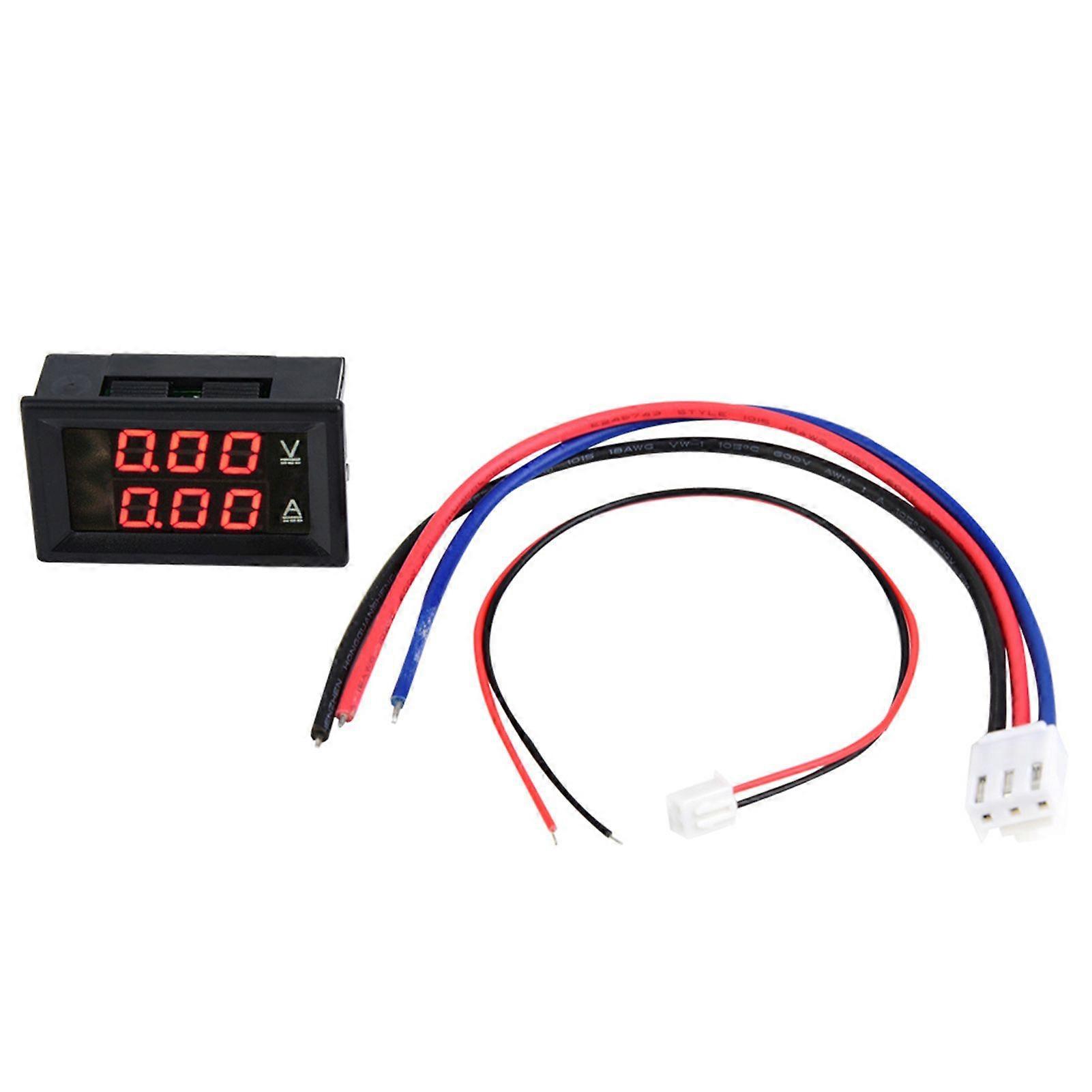 3 Digit DC 0-100V 50A/10A Voltmeter Ammeter Gauge Dual LED Panel (Red & Red-10A)