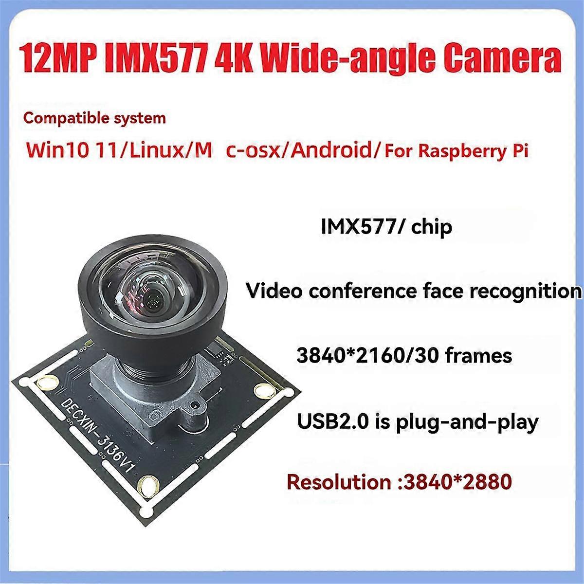 12MP IMX577 USB 2.0 Camera Module 118° Slight Distortion 4K/30fps