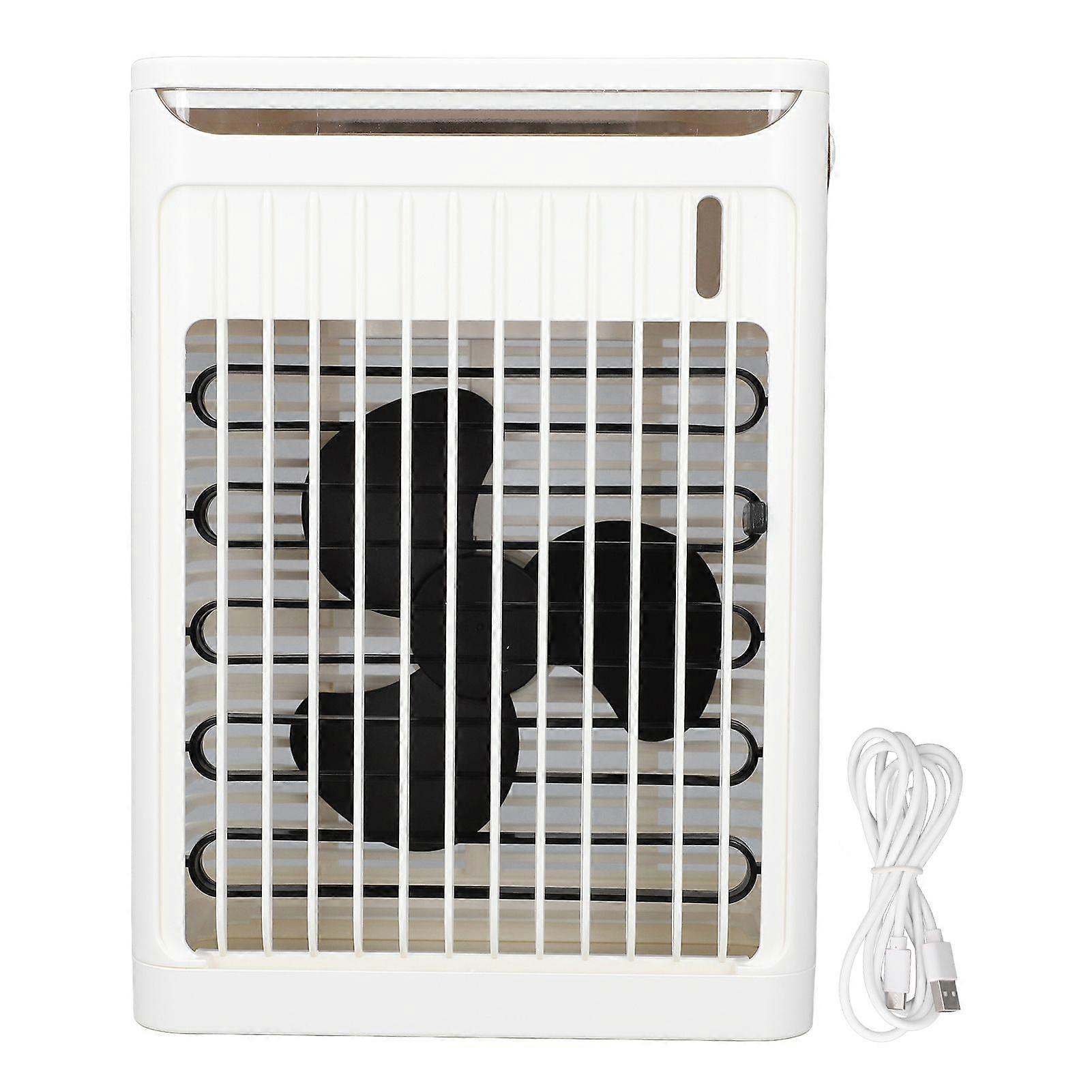 Air Conditioner Humidifier 2 Cold Mists 5 Speeds Fan 7 LEDs Mini Portable Air Cooler with 680ml Tank USB Plug in