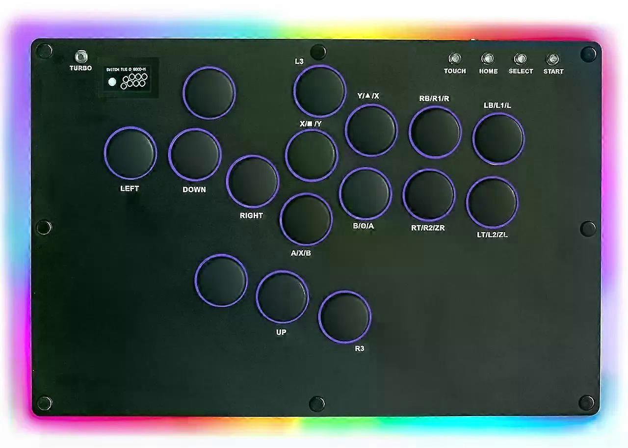 MS1 Leverless Controller - Matte Black Panel Anti-Sweat Fighting Game Arcade Stick - 16-Key All-Button, Low-Profile Switches, RGB Turbo - PC/PS4/PS3/S