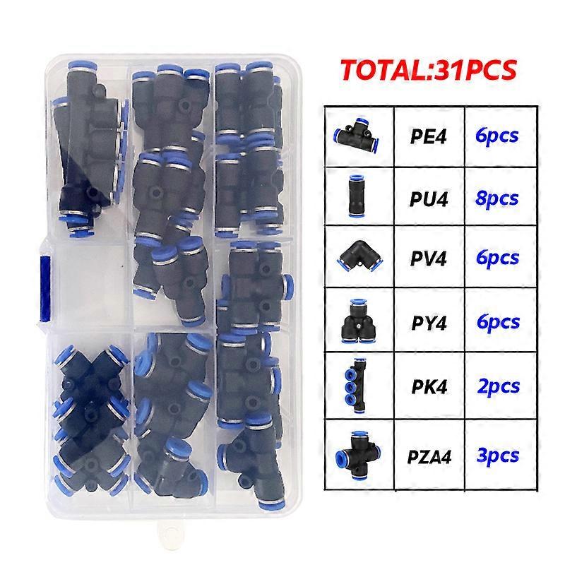 מחברים מהירים לצינור פנאומטי PU PZA PY PK PV PE בקופסה, לצינור אוויר ומים, ישר בלחיצה