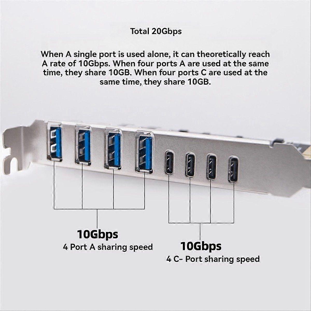 PCIE USB3.2 GEN2 10Gbps Expansion Card USB HUB for Desktop PC