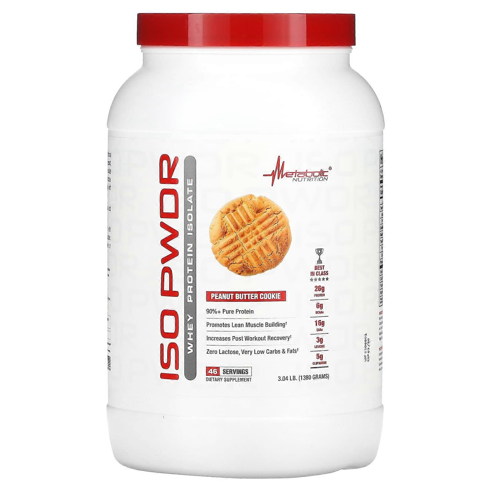 ISOpwdr, Whey Protein Isolate, Peanut Butter Cookie, 3.04 lb (1,380 g)