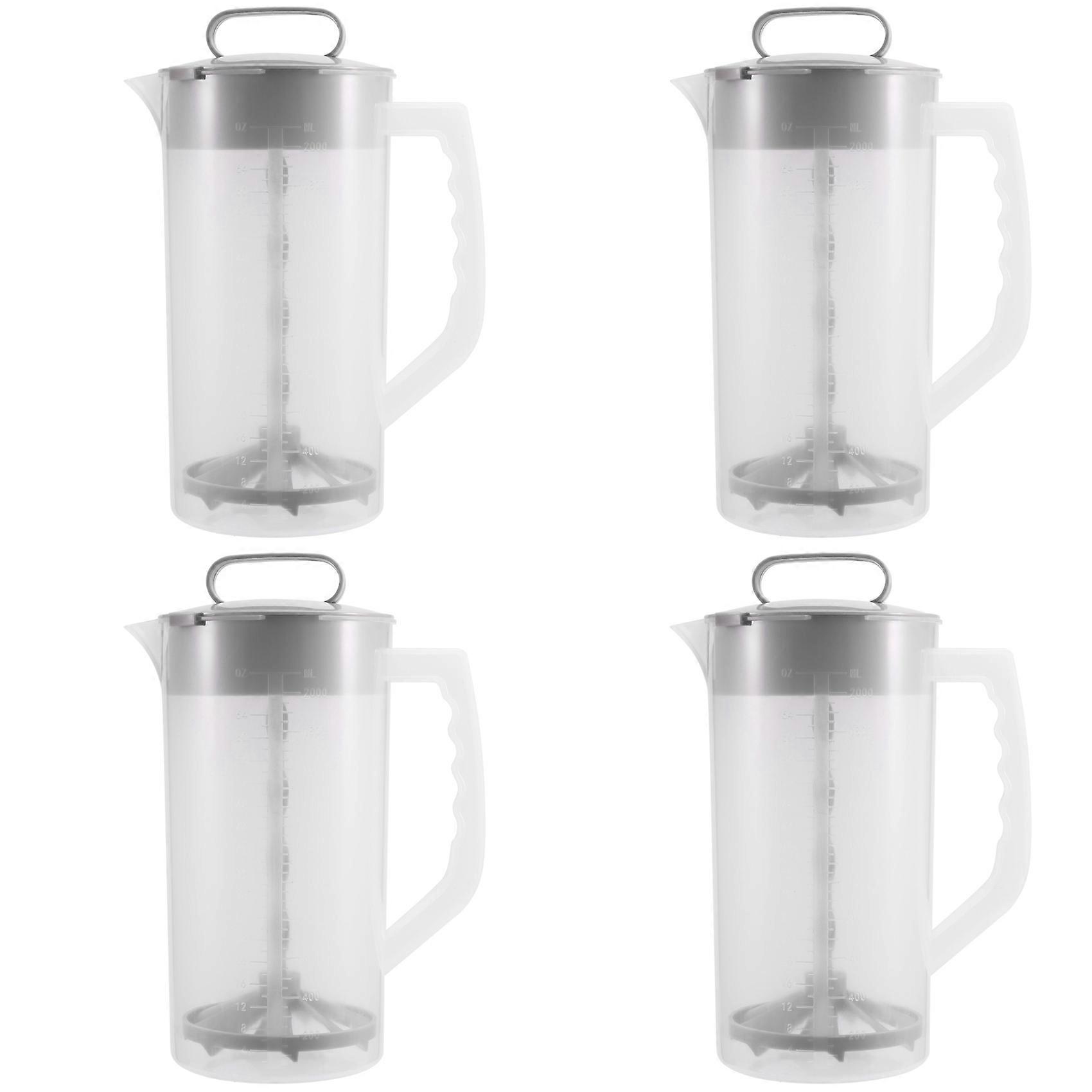 4X Mixing Pitcher for Drinks,2 Quart/64oz Plastic Water Pitcher with Lid,Easy-Mix Juice Container,Angled Plastic Blades