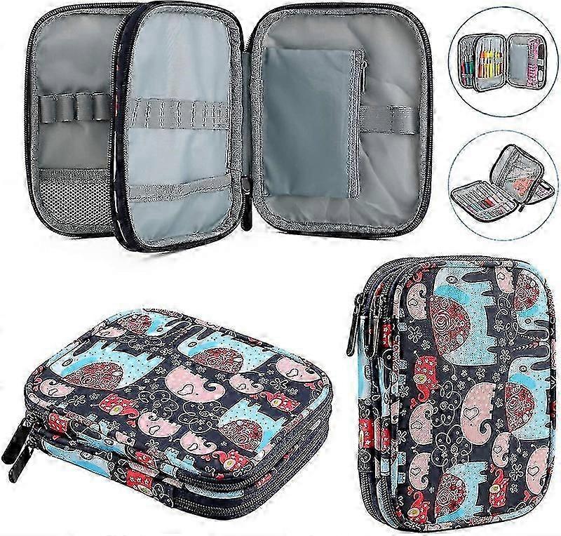 Crochet & Knitting Needles Case With Oxford Fabric, Well Made & Easy Access, Portable Crochet Storage Organizer For Carrying Crochet Hooks Set, Other_