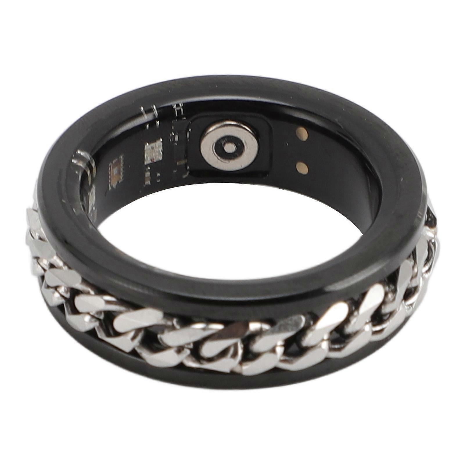 Smart Ring 360° Rotating Bluetooth Water Resistant Step Counter Fitness Monitoring Sports Health Tracker Ring 10 Inner Diameter 19.8mm/0.77in 