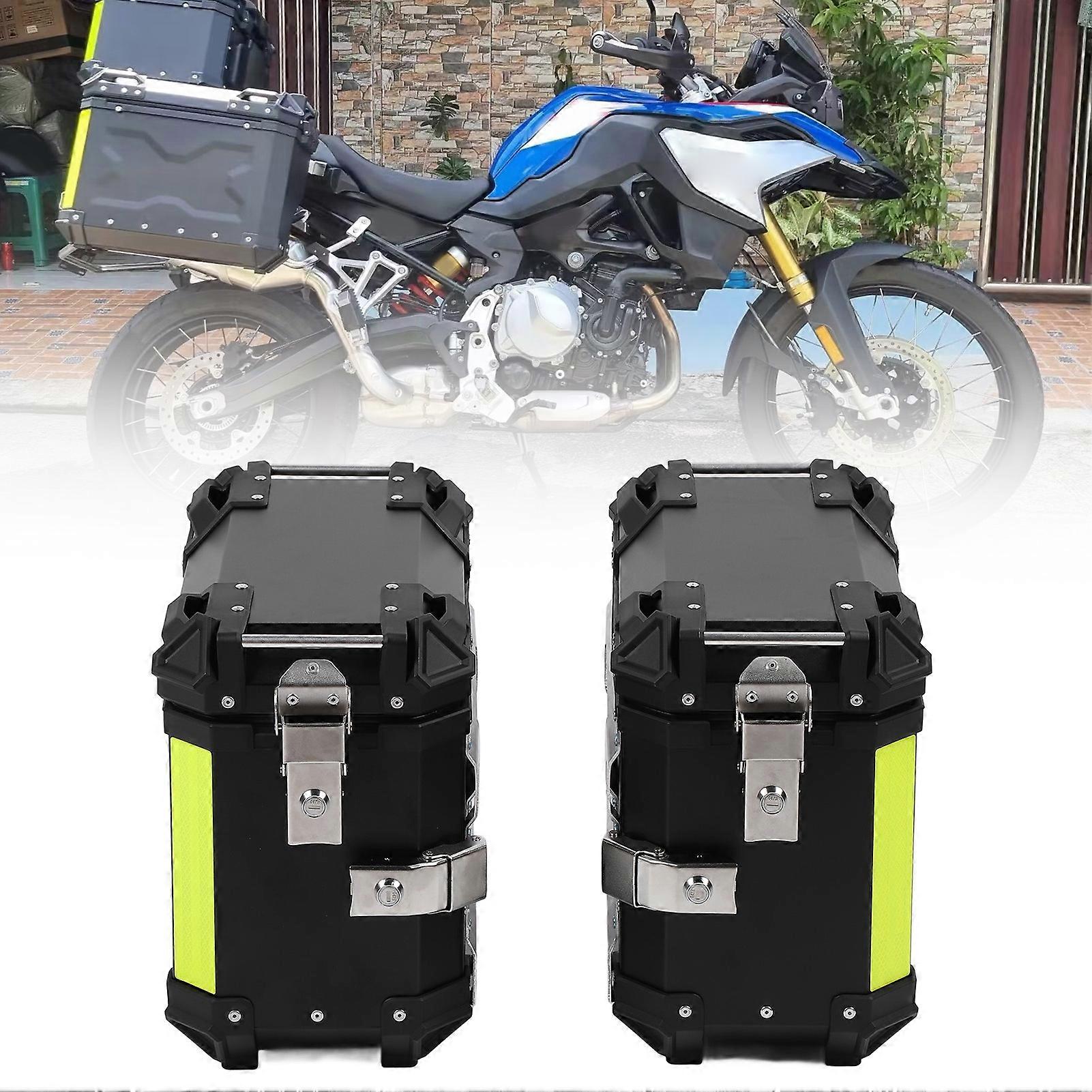 Motorcycle Side Case with Security Lock and Handle 28L Aluminum Alloy Water Resistant Side Saddlebag Box Storage Carrier for Helmet Luggage 