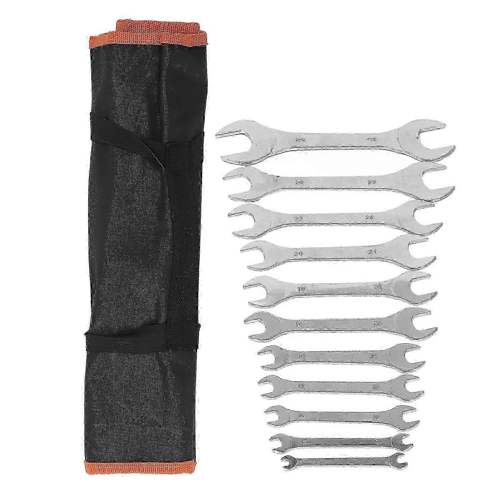 11Pcs Dual Open End Spanner Set Anti Rust High Hardness Mirror Finish Super Thin Wrenches Set