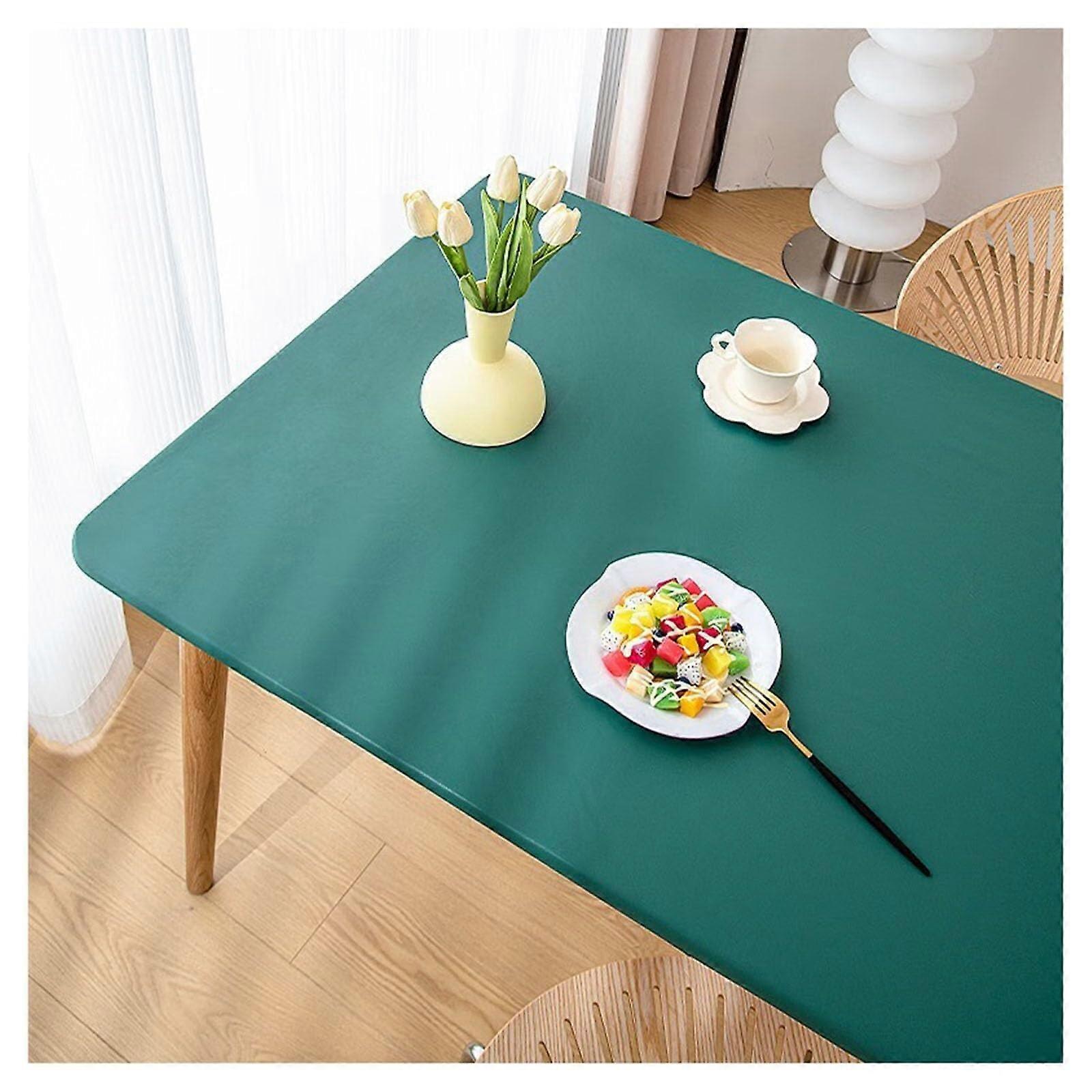 Leather Dining Table Cover With Elastic Edge 80x140cm Black Square Or Rectangle Tables Waterproof Oilproof Wipeable
