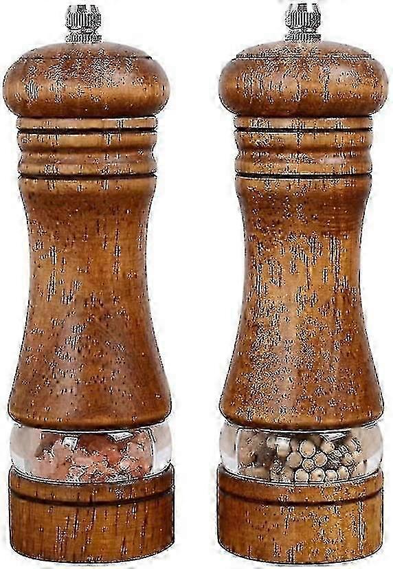 Pepparkvarn, salt- och pepparkvarnsset i trä, 2-pack, retro