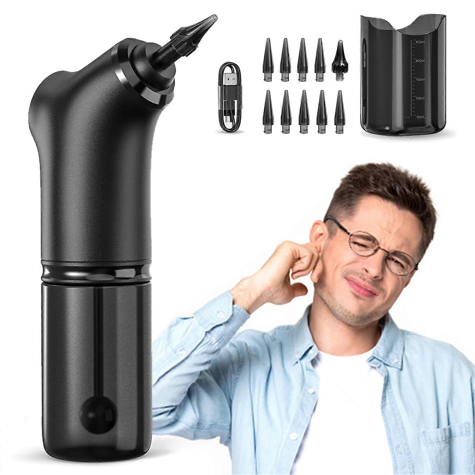 Electric Ear Wax Removal Tool Kit OneClick Operation 4 Modes 2Size Nozzles Rechargeable WaterPowered Irrigation