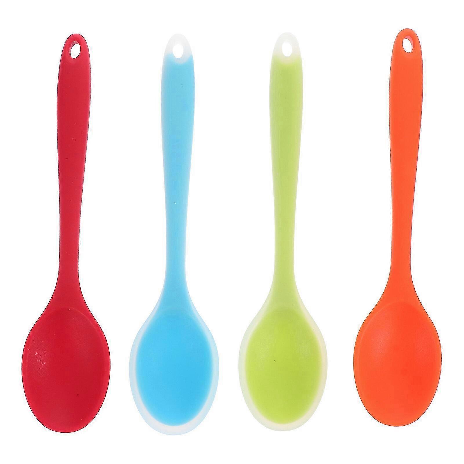 4Pcs Silicone Spoons Fruit Salad Spoons Multipurpose Cooking Spoons Home Tableware20.4X4.3CMAssorted Color SZRH