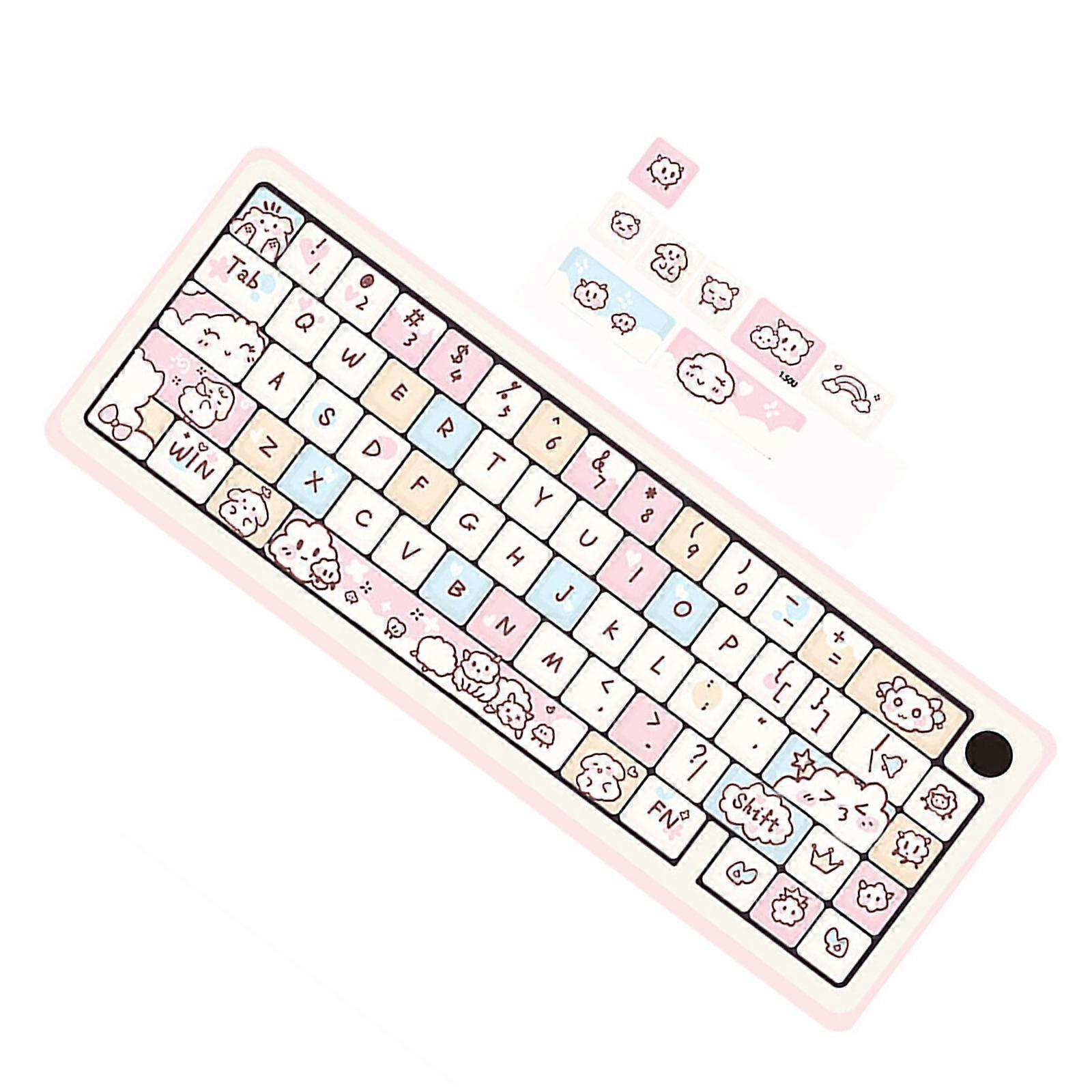 74 Keys Cute Animal Theme 5 Sided PBT Keycap MDA Profile Key Cap for MXSwitches Mechanical Gaming Keyboard Caps Multicolor