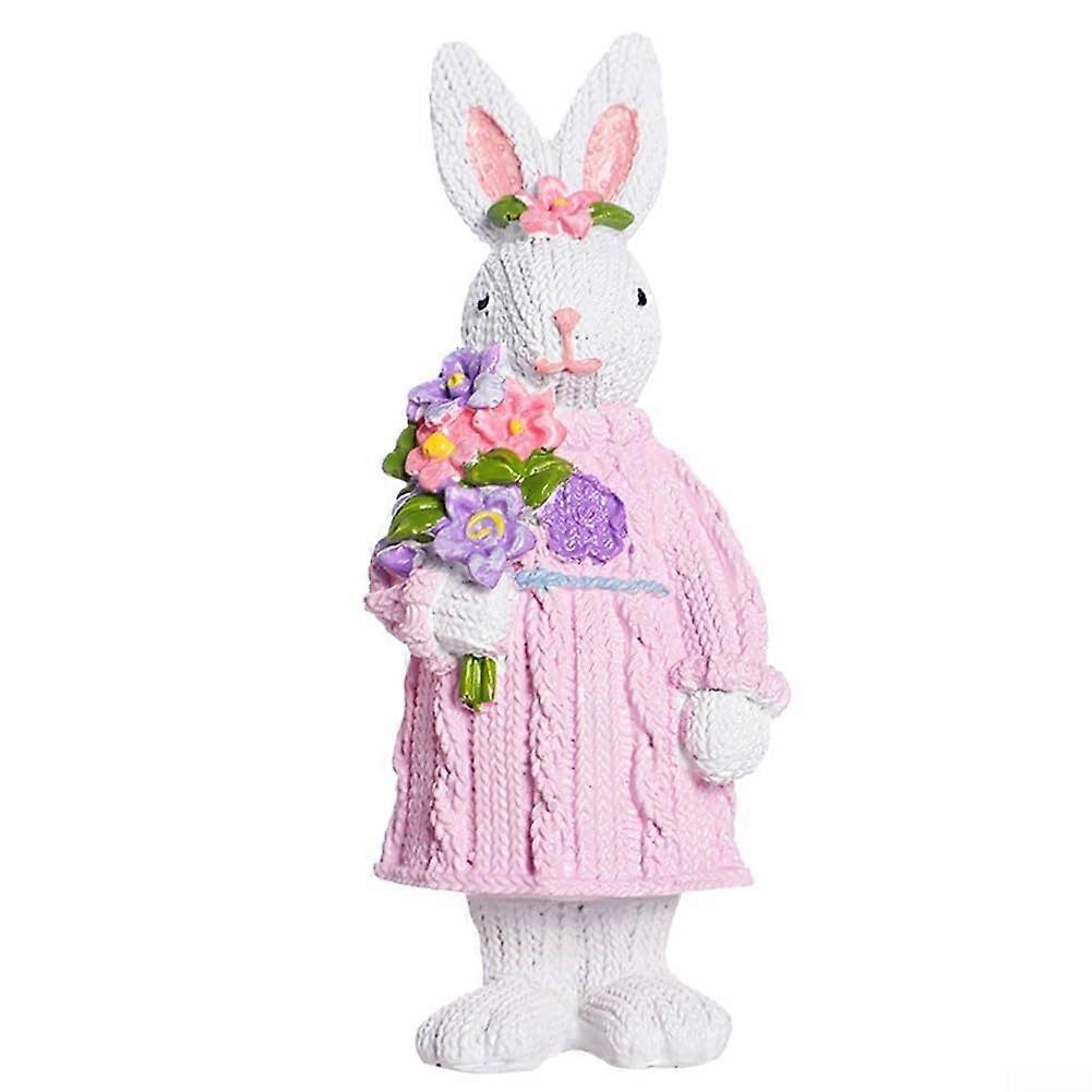 Tabletop Rabbit Ornaments Resin Pink Easter Decor Tabletop Bunny Figurine