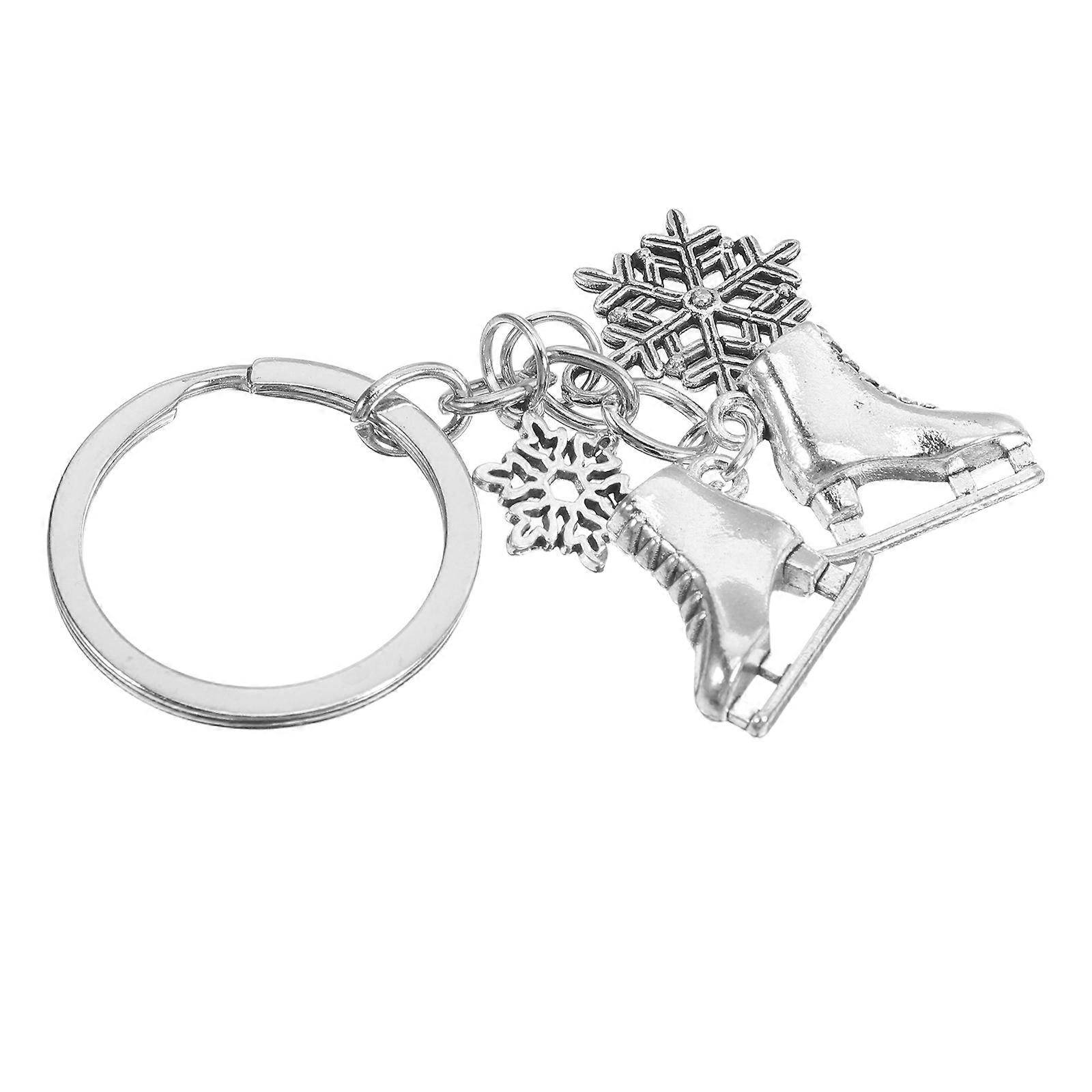 Silver Snowflake Keychain for Key Storage Skates Zinc Alloy Charm